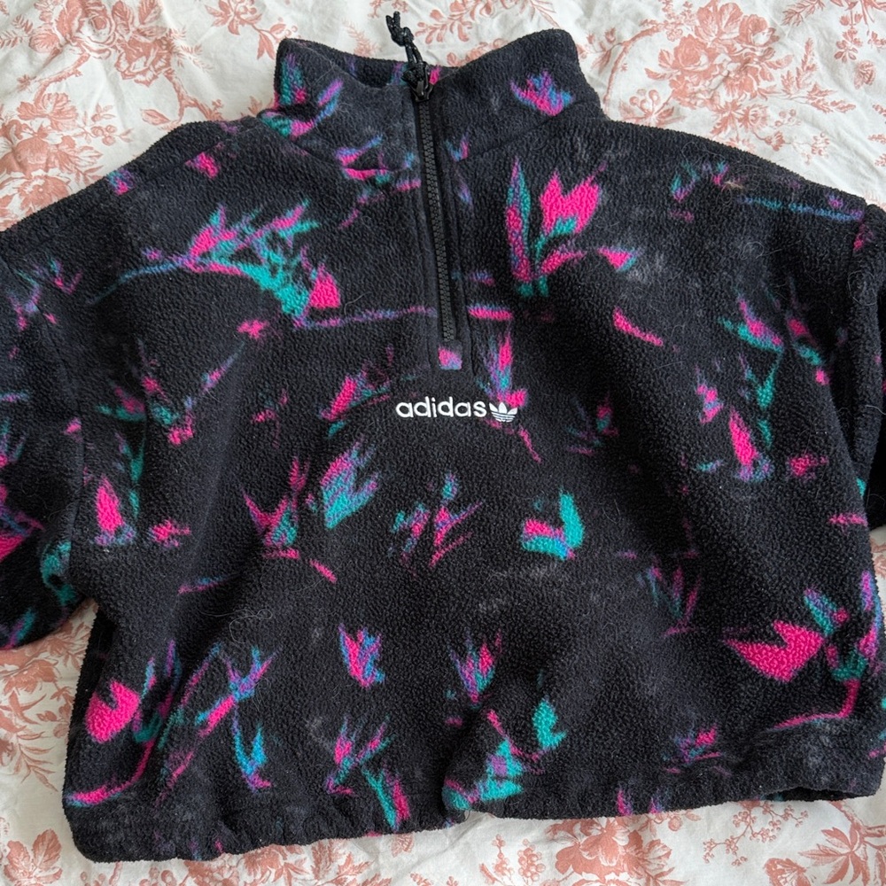 Adidas Black Fleece with Pink and Teal Patterns